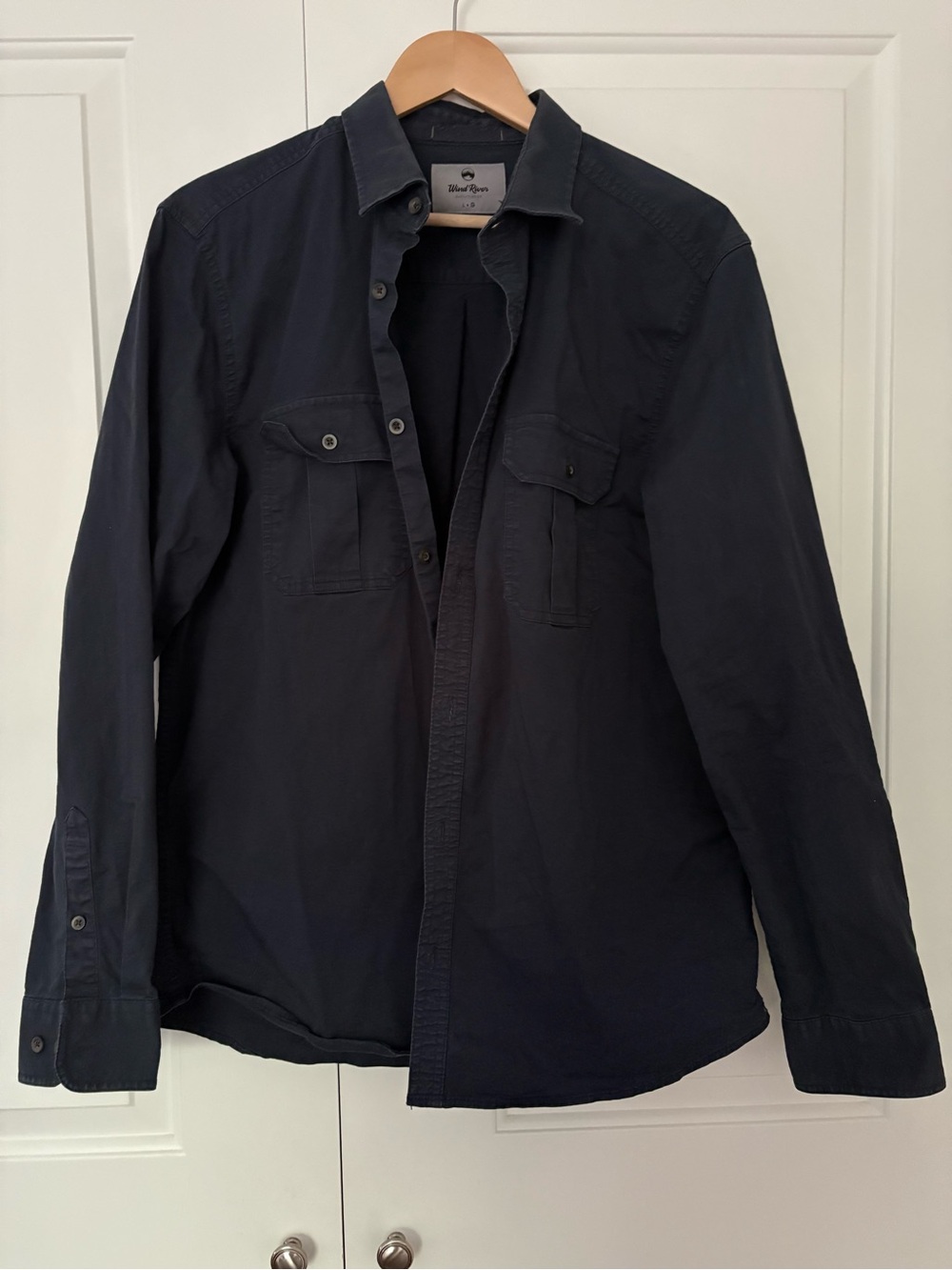 Men's Navy Casual Button-Down Shirt - Classic Long Sleeve
